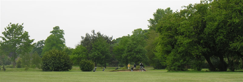 Golfers in the bunkers! at Oxhey Park, near Watford, Herts 